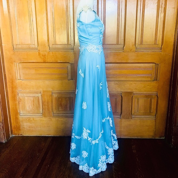 Crystal Blue Handmade Vintage Dress - Picture 3 of 7